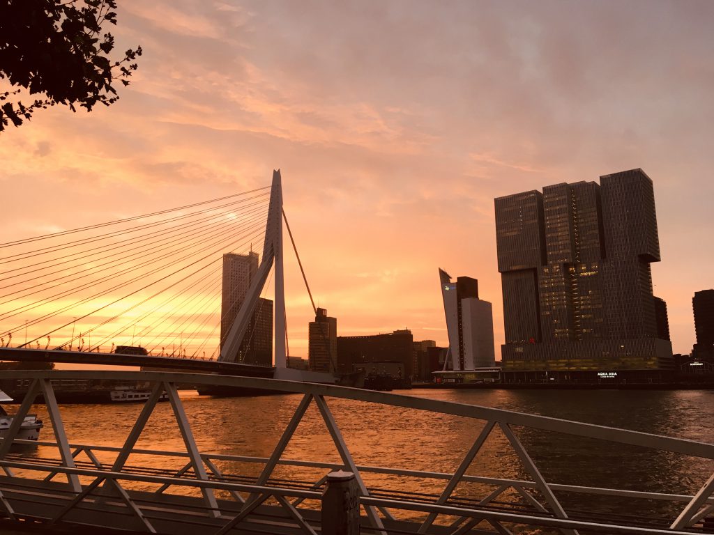 Rotterdam Daily Photo: Sunrise over the Erasmusbrug, the Rotterdam and the river Maas